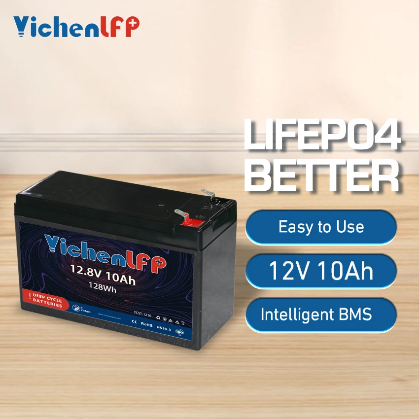 Lithium Leisure Battery 12.8V 10Ah 128Wh LiFePO4 Lithium-ion Deep Cycle Battery Drop-in Replacement for Lead acid battery