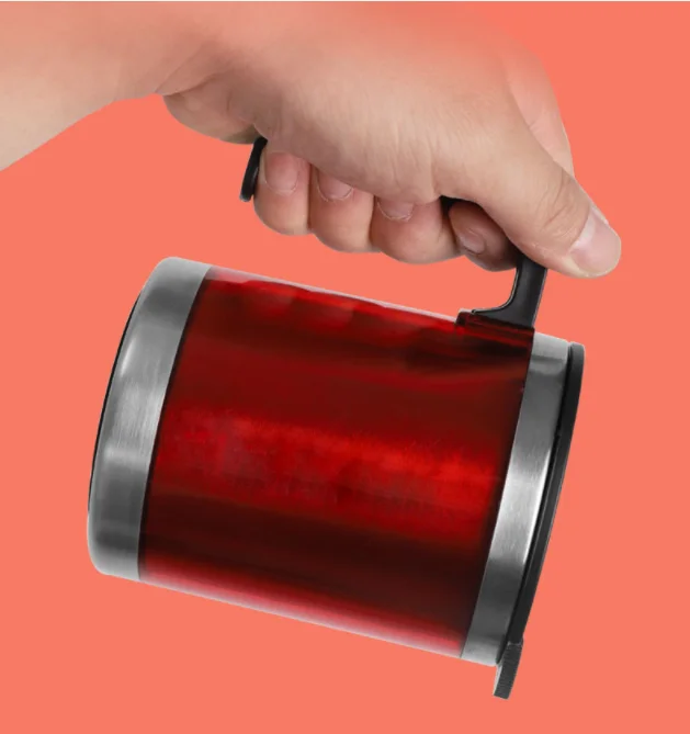 Inside stainless steel outside plastic double wall handle cup