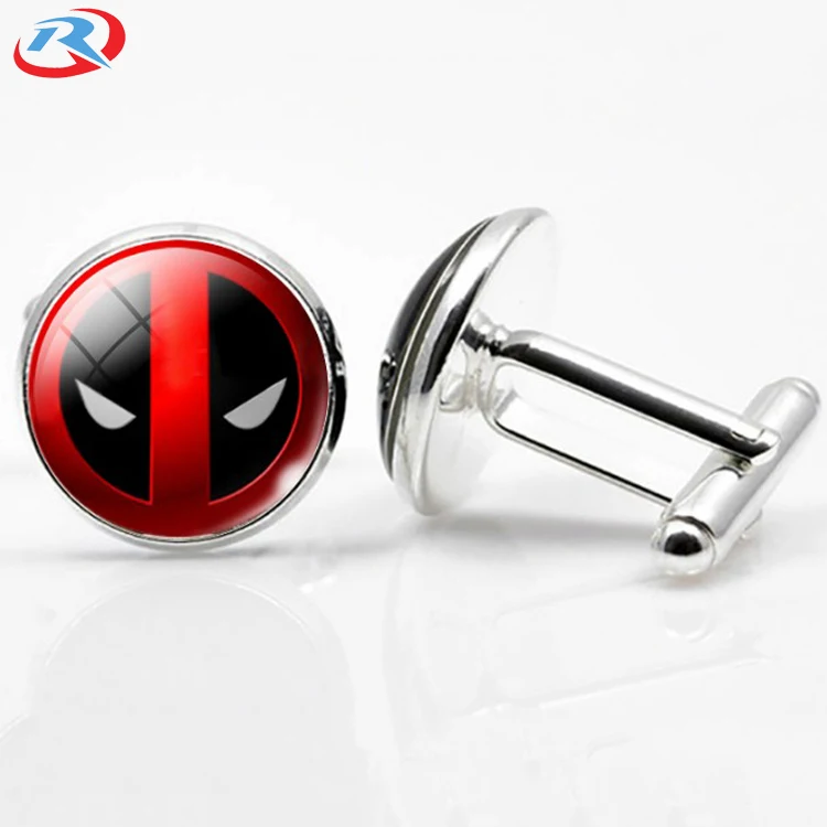 Custom own logo popular clowns Series Metal Gem Glass Cufflinks/cuff link wholesale