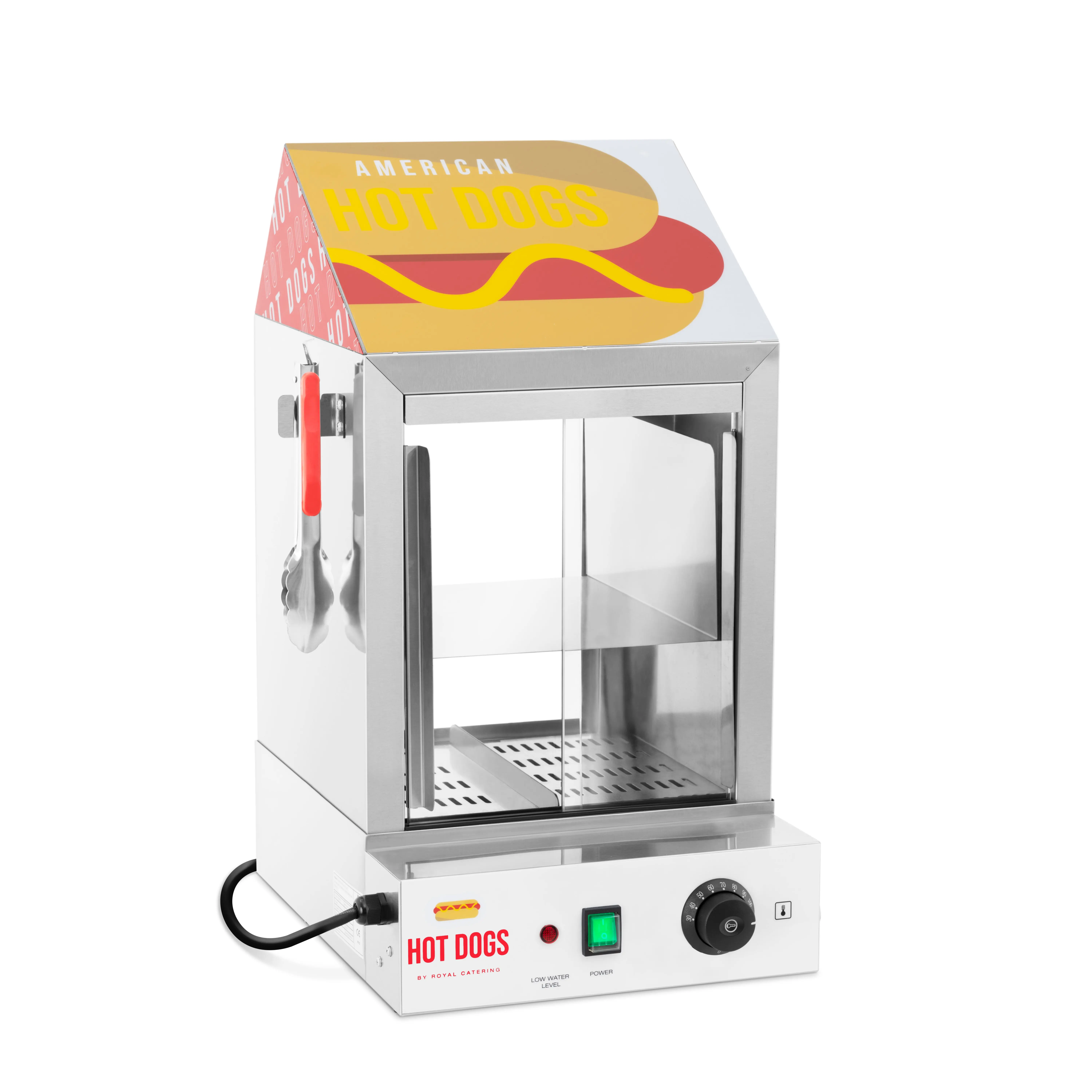 German Quality CE Market Leading Price 100 Hot Dogs Sausages 25 Buns 1000W Stainless Steel Hot Dog Steamer