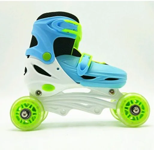 
Wholesale PVC wheel and 4 wheels kids quad roller skating shoes with LED flashing land roller skates for sale 