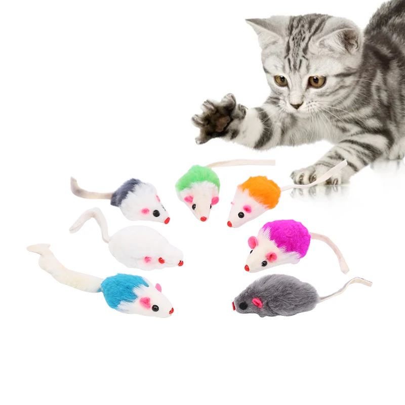 Real rabbit fur colorful mouse cat toy pet supplies wholesale in stock fast delivery