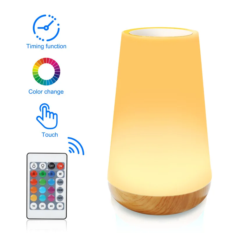LED touch night light USB rechargeable bedside lamp remote control RGB dimmable color changing portable lamp with Auto Timer