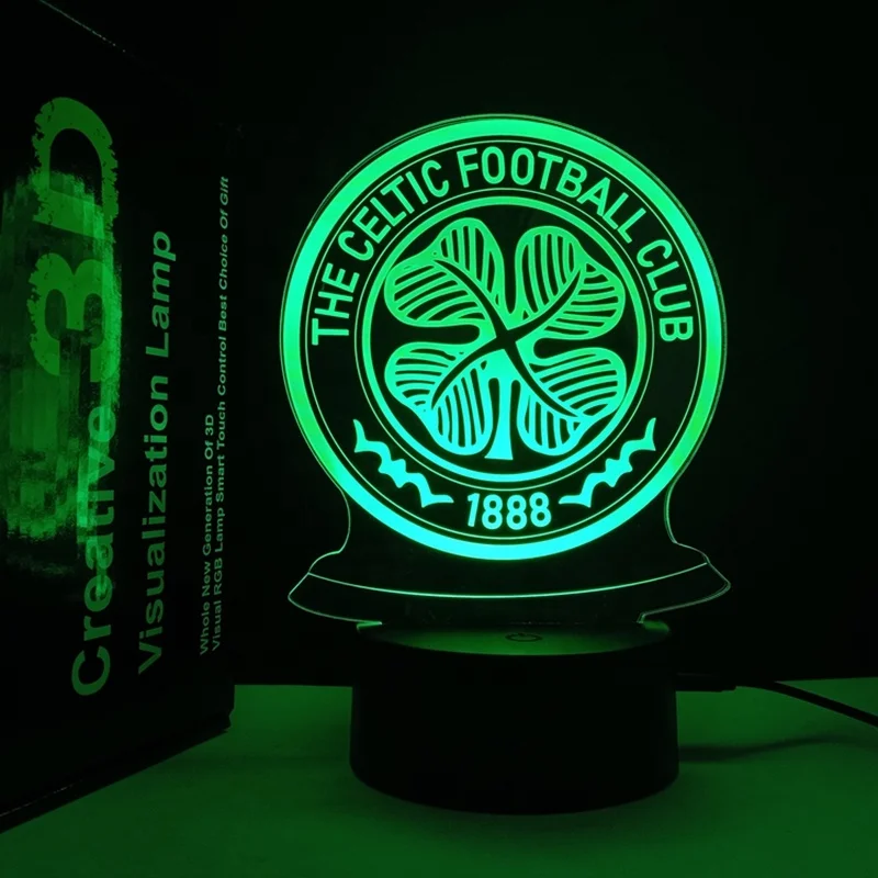 New Arrival Football Fans Gift Celtic Football Club Lamps Custom Designs Accept Best Gift To Grandson Christmas 3D Night Lamp