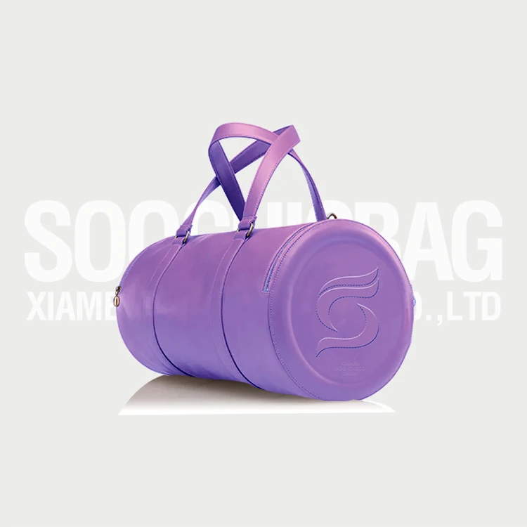 Soochic Dress Dark Purple Tow Handles Duffel Bag Removable Strap Faux Leather Weekend Bag Boutique Embossed Sport Travel Bag