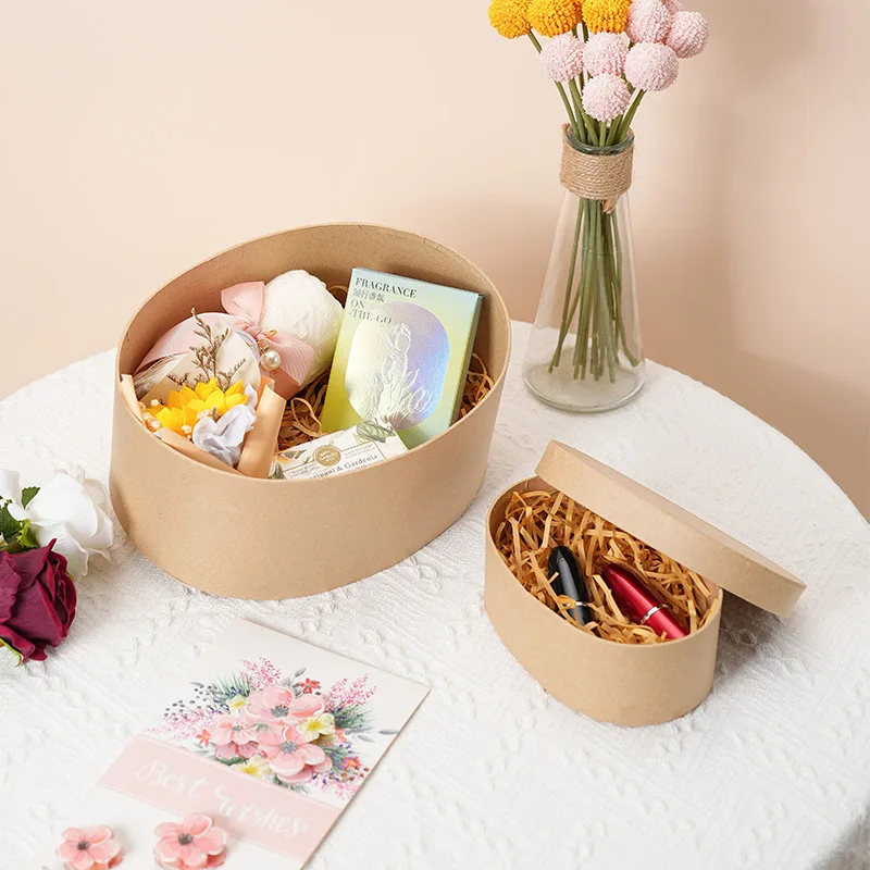 Овальный крафт материал бумажная коробка подарочная упаковочная для упаковки конфет небольшой подарок