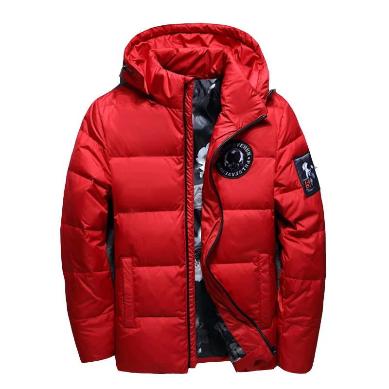 JACKETOWN 2022 Winter Jacket Men Thermal Thick Coat Snow Red Black Parka Male Warm Outwear Fashion White Duck Down Jacket Men