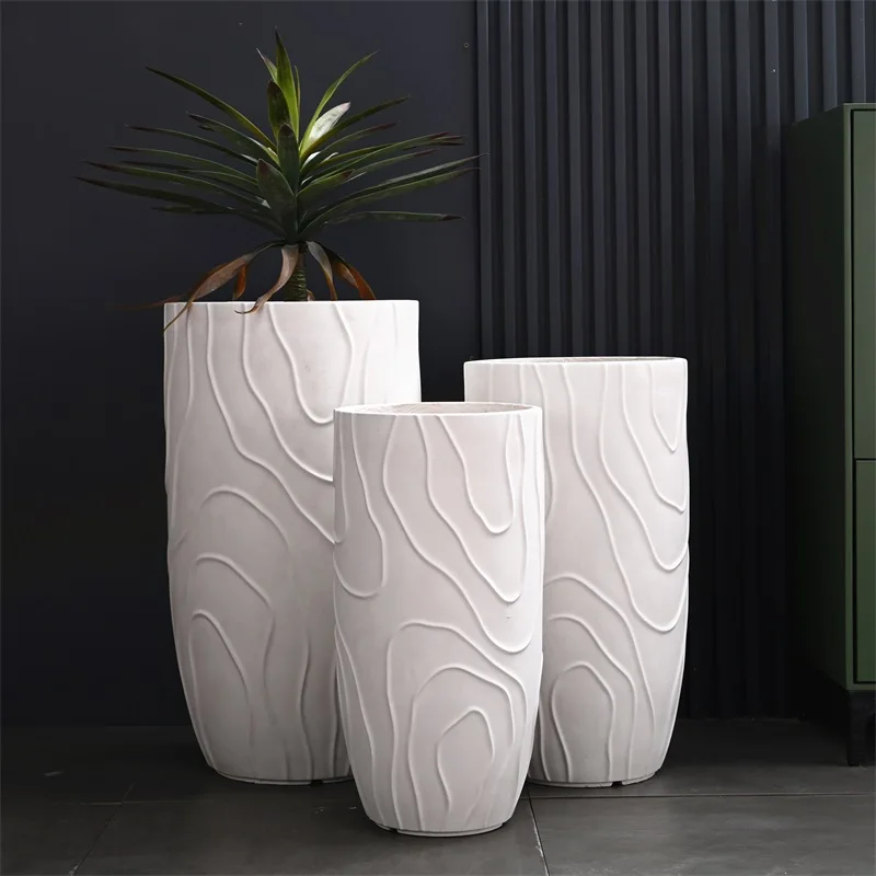 Горшки для растений высотой 60/65/75 см, оптовая продажа, большие горшки для растений, цветочные вазы из волокна, большие размеры, комнатные уличные глиняные цветочные горшки