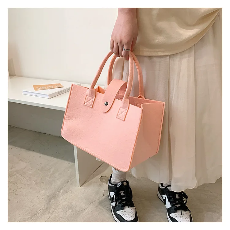 Custom Reusable Eco-friendly Casual Large Capacity women felt tote bag handbags wool felt shopping bag
