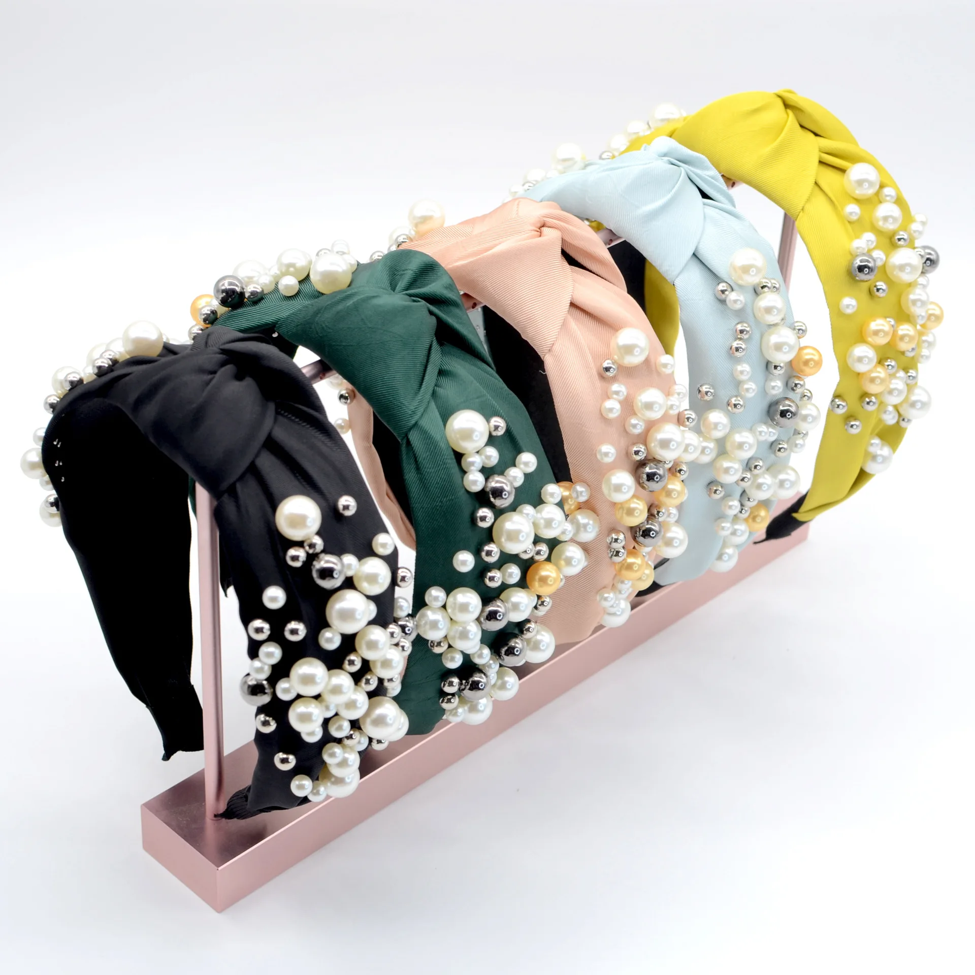 
Fashion Simple Knot Pearl Head Band Ladies Washing Face Headband 