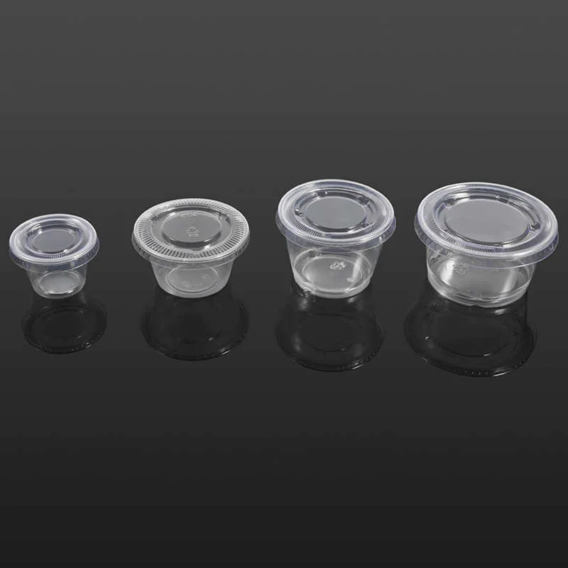 Factory Wholesale Small Disposable Plastic Pp Sauce Cups Clear 1oz 2oz Sample Portion Cup With Lids