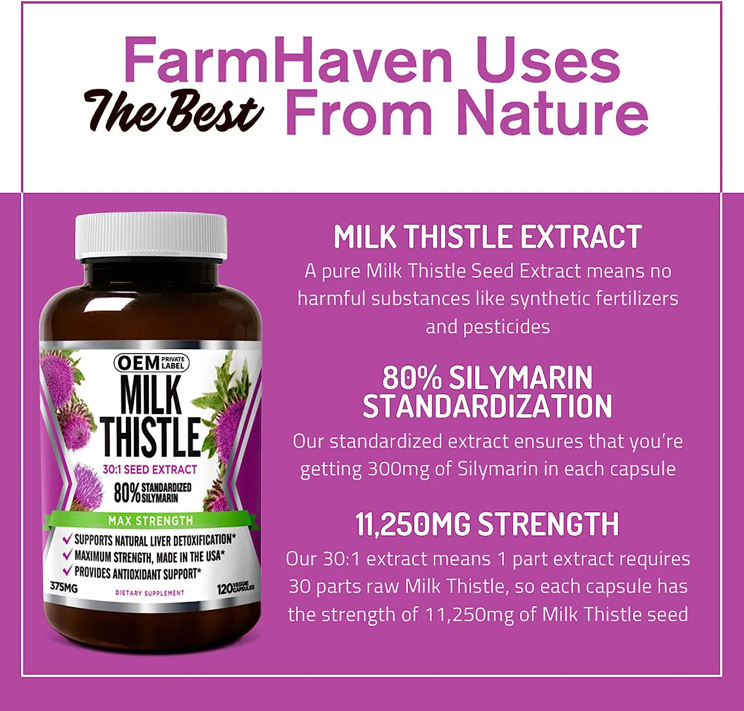Private Label Cleanse Detox Capsule Herbal Milk Thistle Capsules Seed Extract for Liver Health & Antioxidant Support