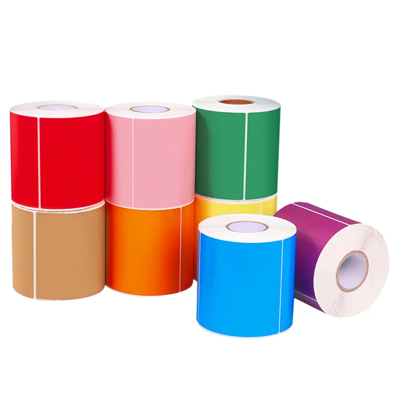 Custom Direct Shipping Thermal Label Blank or Printed Self Adhesive Paper Sticker Colorful Barcode Scale Label Roll