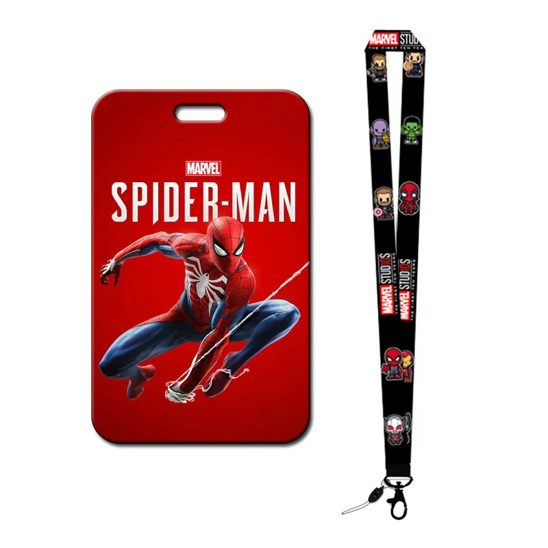 Custom Lanyards Id Card Badge Holder Neck Strap Printed Logo Polyester Anime Hero Spiderman Lanyard Popular