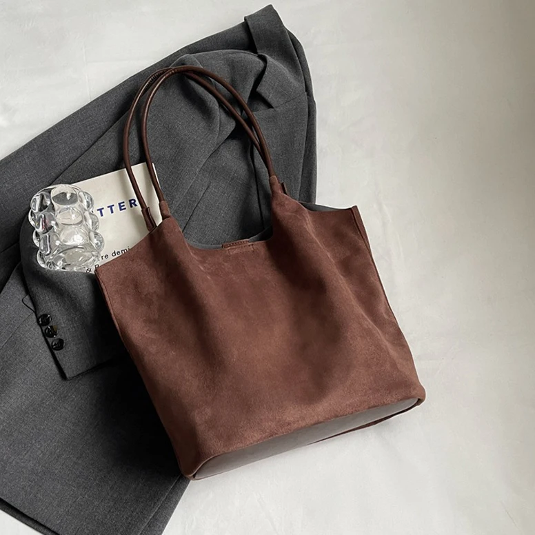 Autumn Winter Luxury Ladies Suede Bag Bucket Custom Leather Handbag Suede Shoulder Bag For Handbag Women Customised Tote Bag