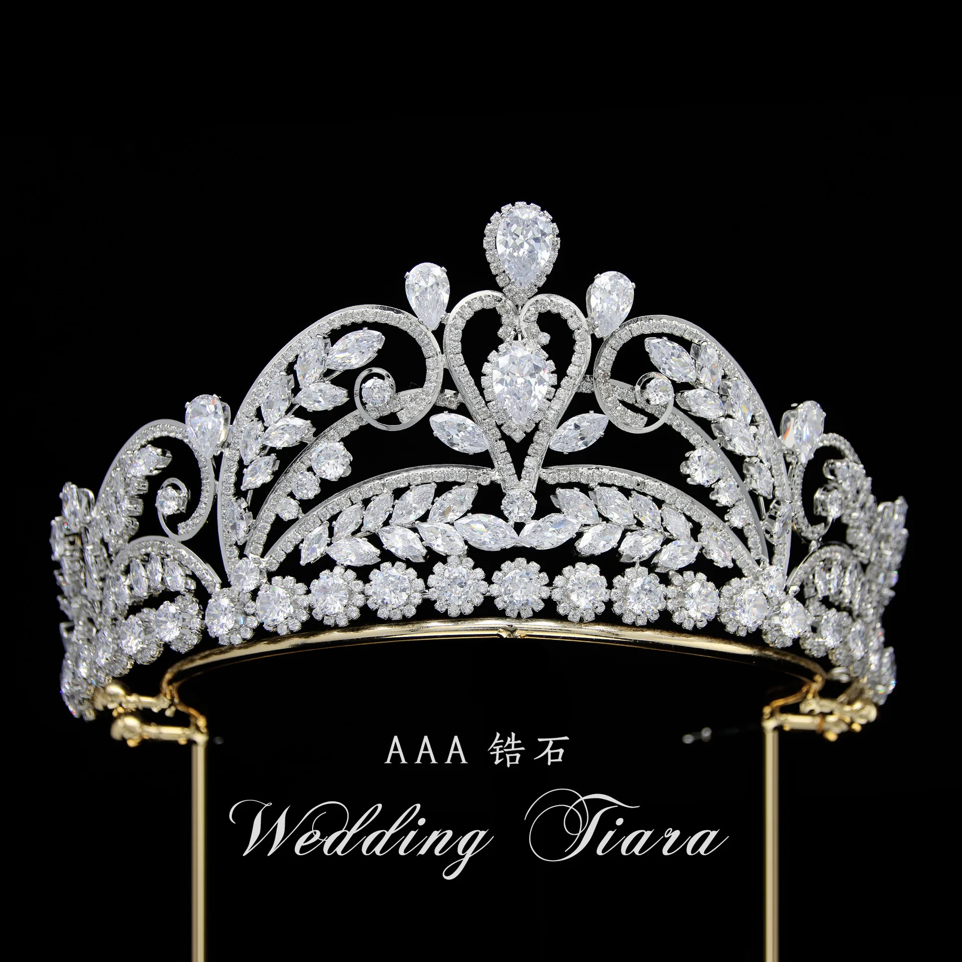 Luxury Wedding Crown Bridal Headpiece Cubic Zirconia Queen King Crown Princess Tiara Wedding Hair Jewelry for Bride
