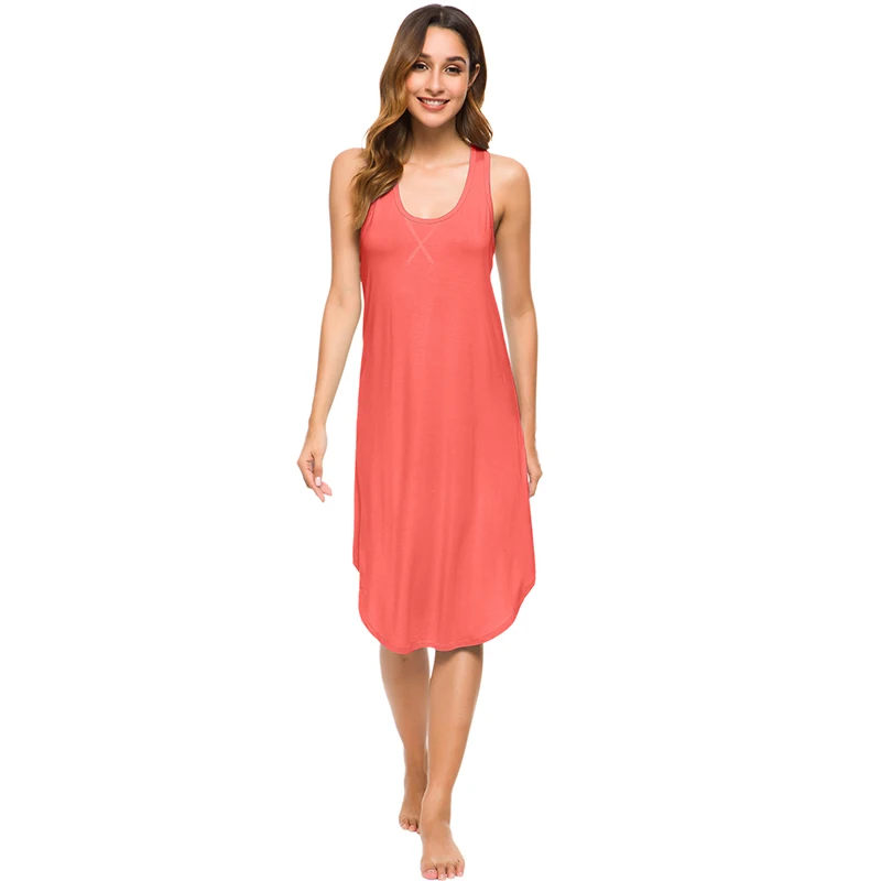 Eco Friendly Sleeveless Racerback Night Shirt Chemise Night Dresses for Woman Breathable Viscose from Bamboo Nightgown