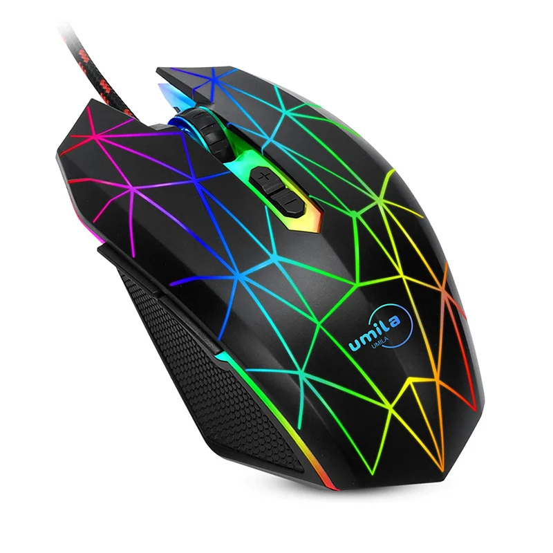 Cool gaming mouse with side buttons LED backlight wired 7D optical computer gaming mouse with logo for professional gamer