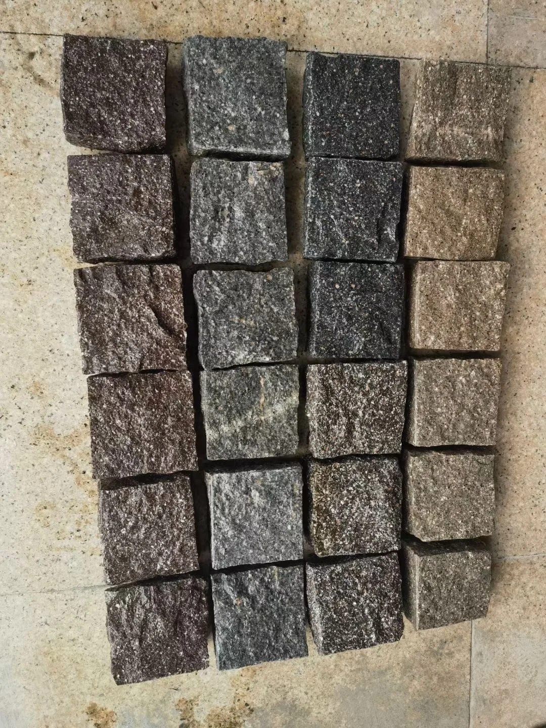 Chinese factory direct sale brown grey purple red dark black porphyry granite cobble stone garden driveways paving stone