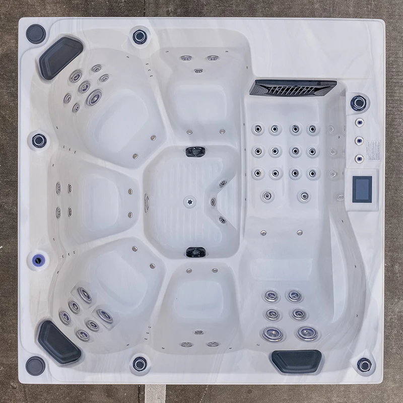 Square acrylic shell whirlpool bath tubs blower hydro-massage jacuzzii 6 person speaker bathtubs