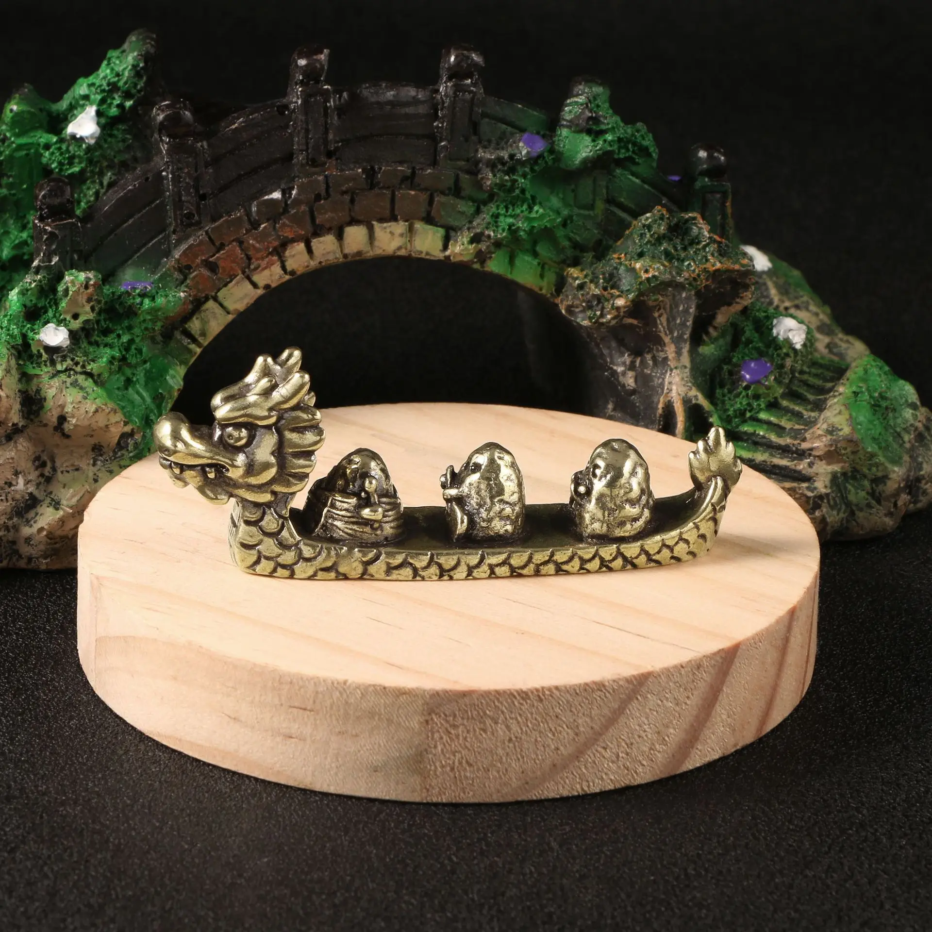 Brass ornaments national Dragon Boat Festival cute creative cute dumplings dragon boat racing ornaments