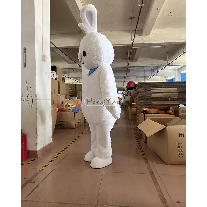 Hengyue White Easter Bunny Rabbit Mascot Costume Wedding Decoration Cosplay Animal Commercial Advertising Event Party Supplies