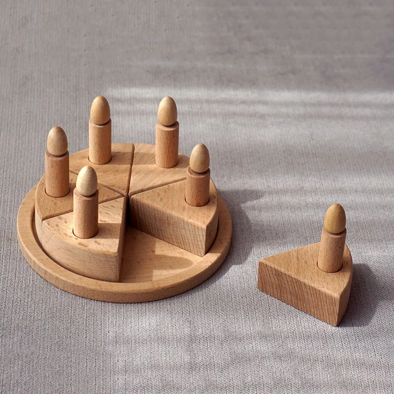 Деревянный игрушечный торт Монтессори на день рождения со свечами, детский игровой домик, имитация торта, игрушечный набор