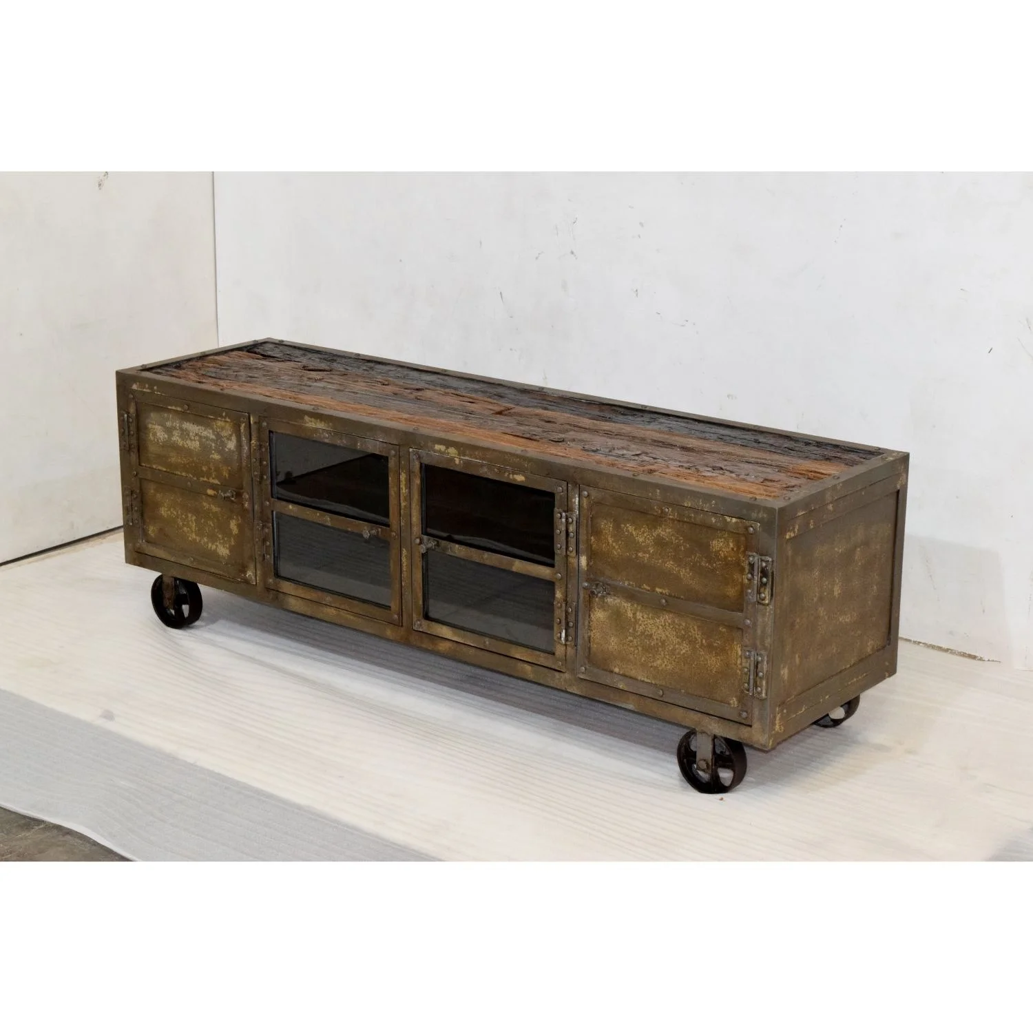 Industrial Rustic Urban Loft Modern Reclaimed Wooden Metal Living Room Office Home Apartment Villa Interior Tv Stand Cabinet