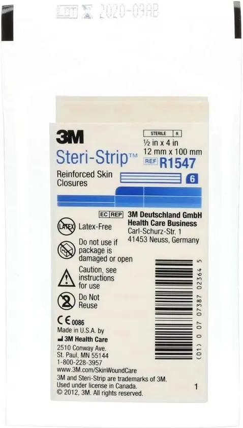 3M Steri Trip Reinforced Stitchless Tape -0.5 inches x 4 inches (approximately 1.3 cm x 10.2 cm) - Pack of 6 (60 in total) 50