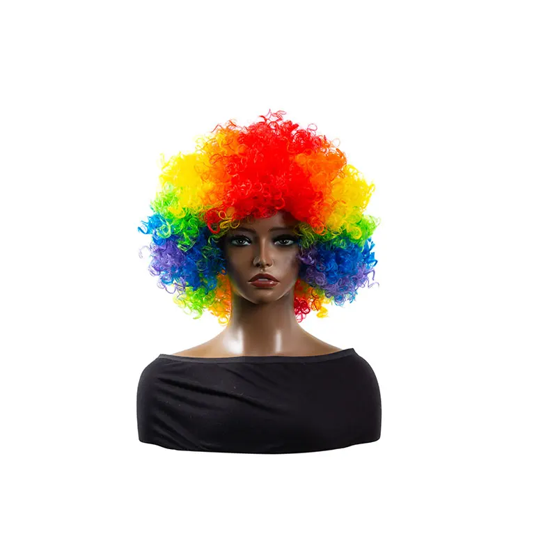 Anxin Vibrant Colorful African Curly Wig Synthetic Heat Resistant Fiber Short Curly African American Wig