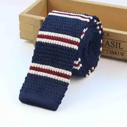Mens Striped Knit Tie  Skinny Knitted Necktie Narrow 5.5cm Dot Gravatas Classical Ties Knitting Tape Yarn Designers