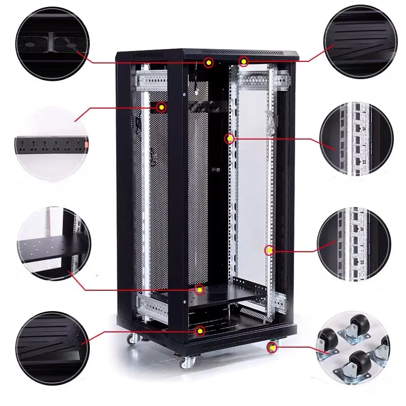 19 Inch SPCC 22U-42U network cabinet Open Frame open rack 4 post loading 150KG