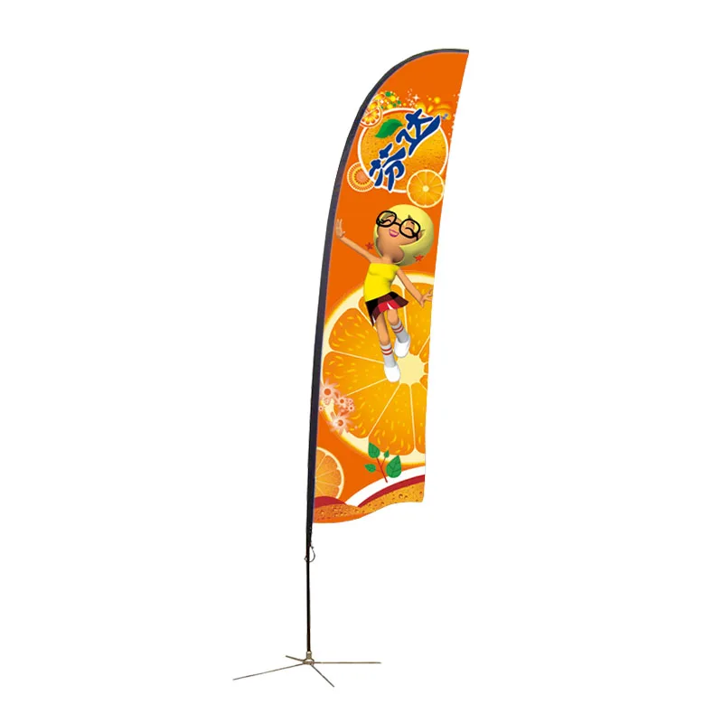 Customized flying flag aluminium printed polyester feather teardrop beach flag banner