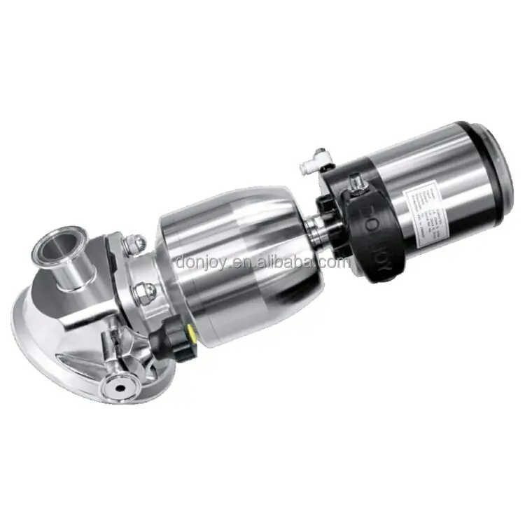 Sanitary zero static block body valve stainless steel 3 way multiport diaphragm valve with manual pneumatic