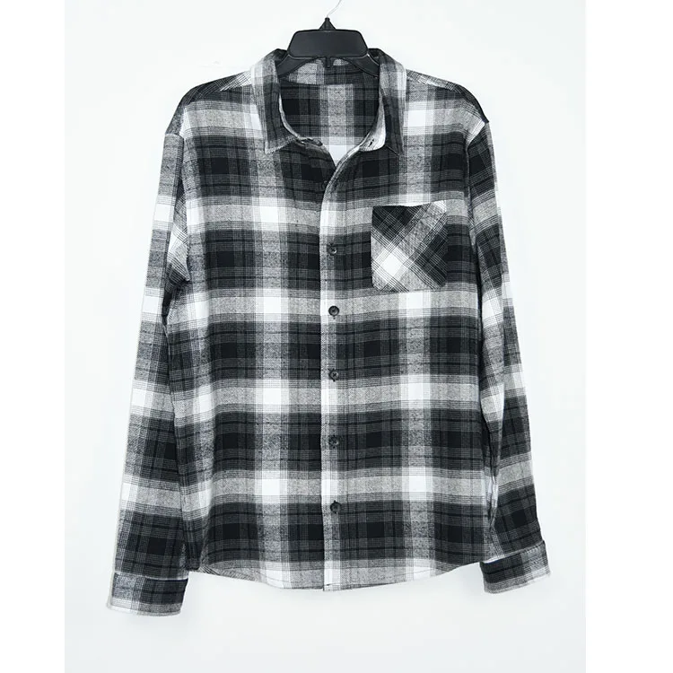 
MENS 100%COTTON FLANNEL SHIRT, FACE SLIGHT BRUSHED-BLACK 