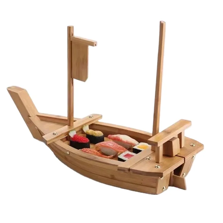 Factory Japanese Cuisine Wood Bamboo Serving Tray Sushi Ship Sushi Boat
