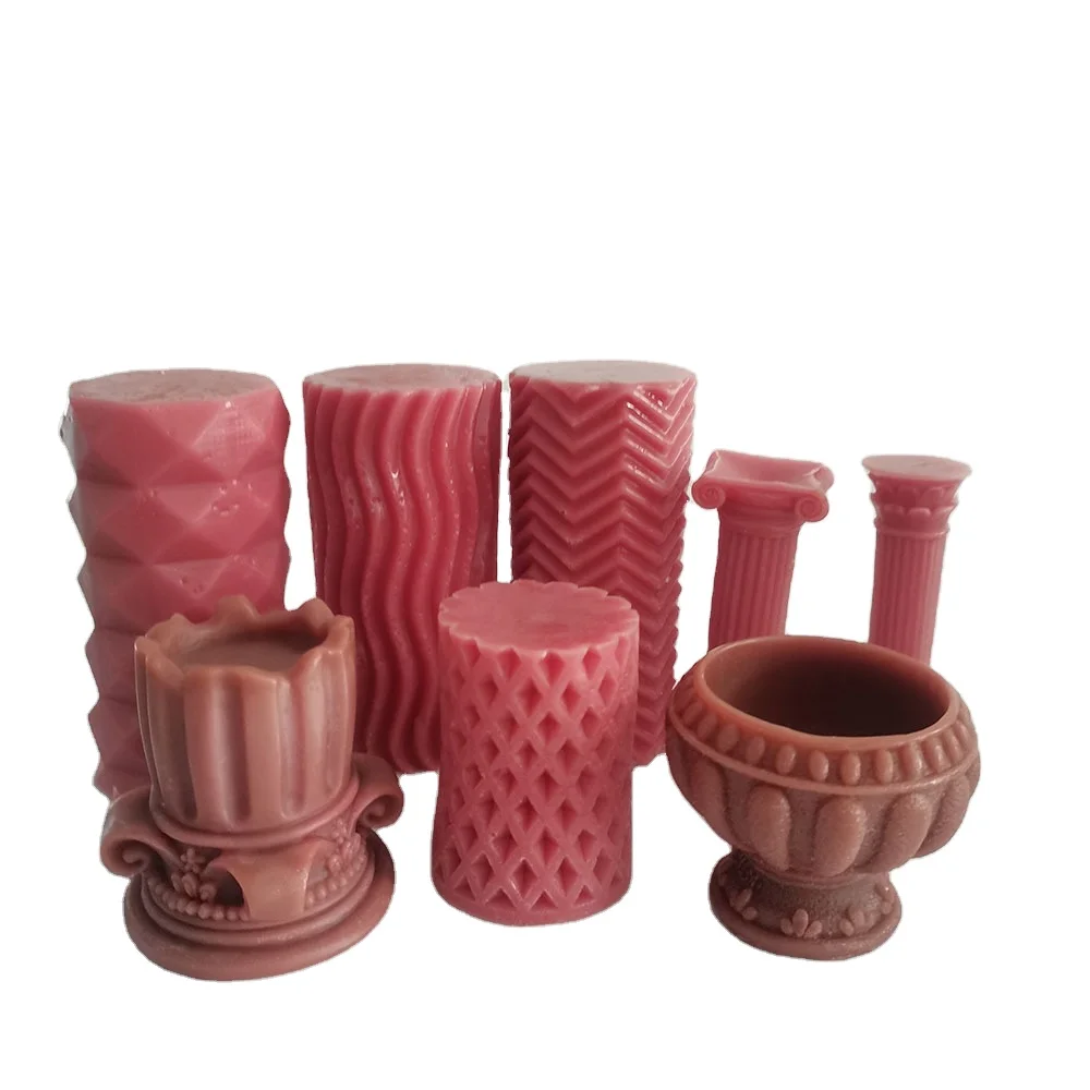 0810 Cylindrical candle silicone mold 3d DIY flower tray soy wax Roman column scented candle silicone mold