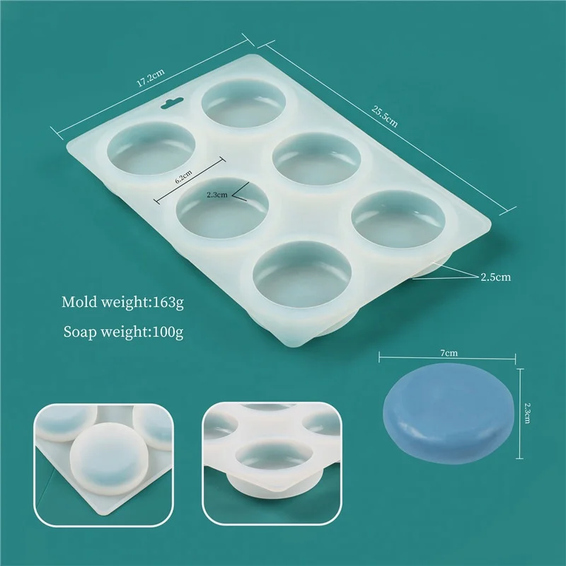 Arriart 6 Cavity Oval custom Silicone Mold Silicone Soap Molds Soap Making molds for soaps