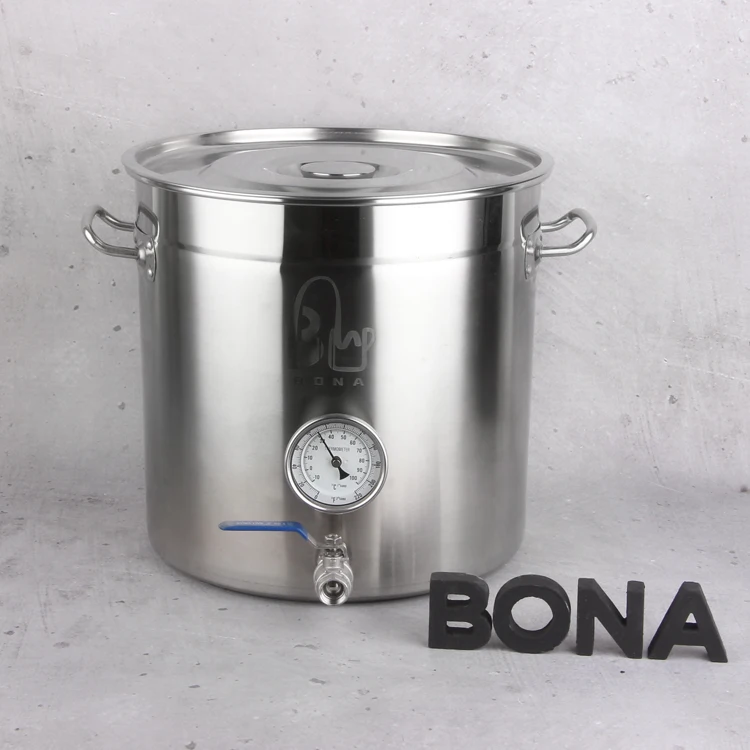 Large Capacity Induction Cooking Pot Stainless Steel Beer Brewing Equipment With Thermometer