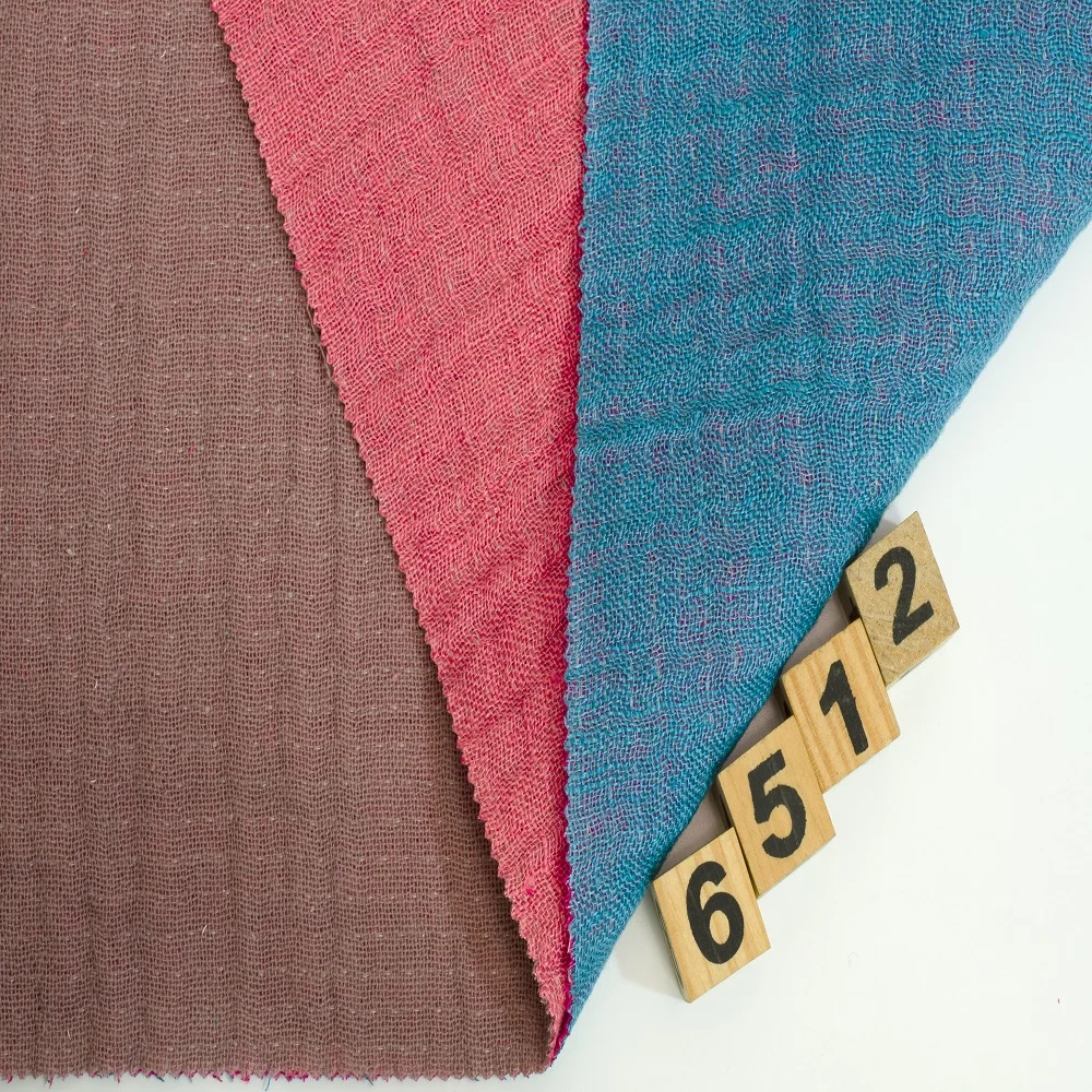 6512# High quality 52.5%linen 46%cotton 1%polyester 0.5%spandex double layer double color yarn-dyed linen cotton fabric