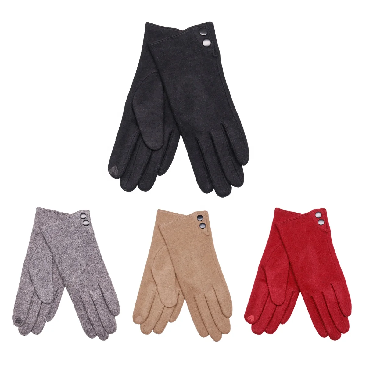 Wholesale New Fashion Women Dress Fleece Gloves Winter New 2023 Design Warm Wool Solid color Gloves