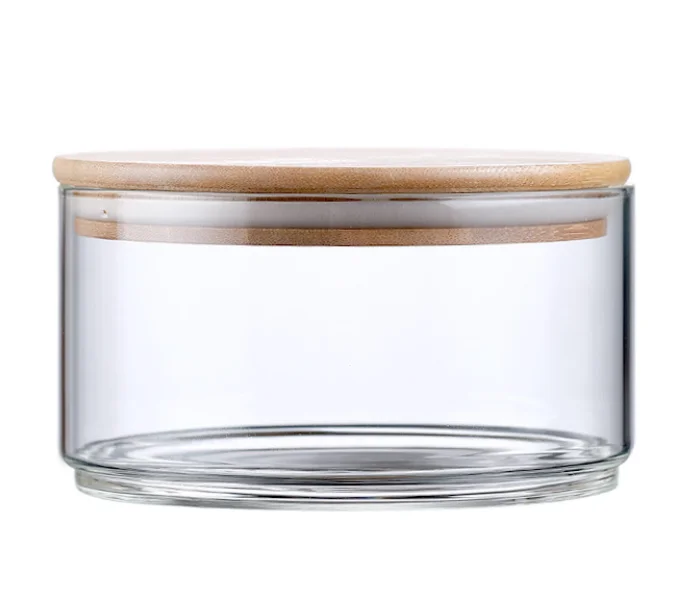 Hot selling  borosilicate glass jar stackable fruit salad bowl set with lid