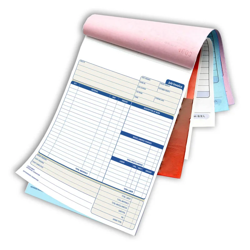 Triplicate Duplicate Carbonless Paper Manifold Set NCR Copy customized proforma sales receipt invoice Book printing