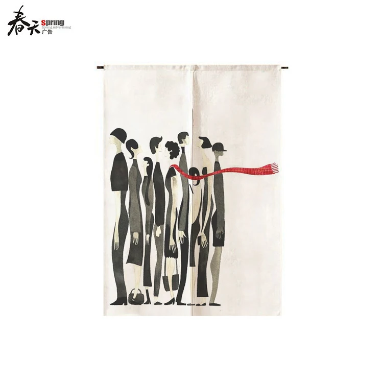 Abstract Design Linen Door Curtains Kitchen Entrance Curtain Customized Decoration Blackout Valance