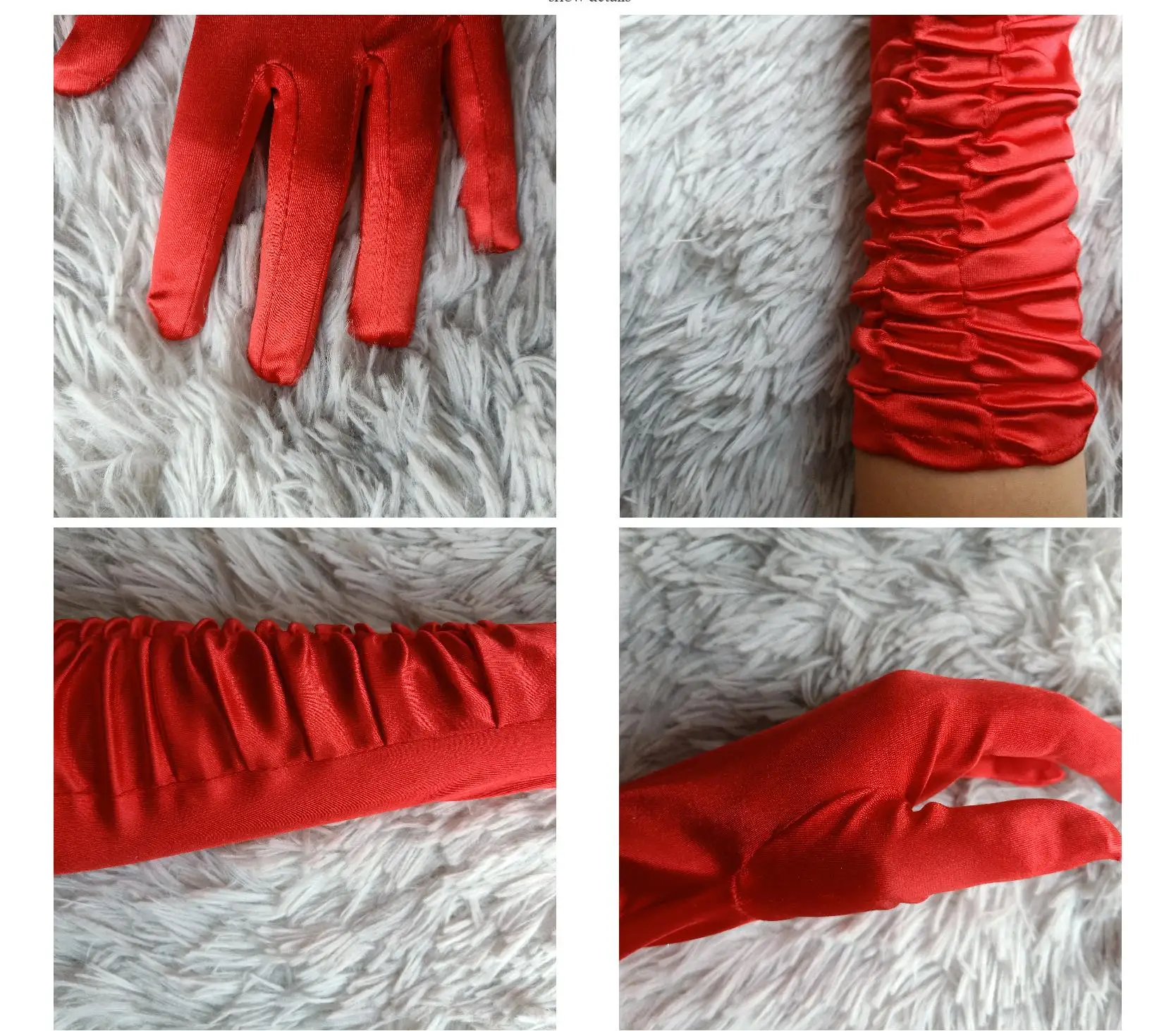 cheap 38cm Elbow Long classic Wrinkled Wedding Gloves Bridal Satin Bridal Gloves With Five Fingers Opera evening Accessories