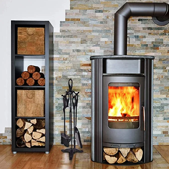 5 Pieces Useful Decorative Poker Brush Tongs and Shovel Arched Fireplace Tool Set