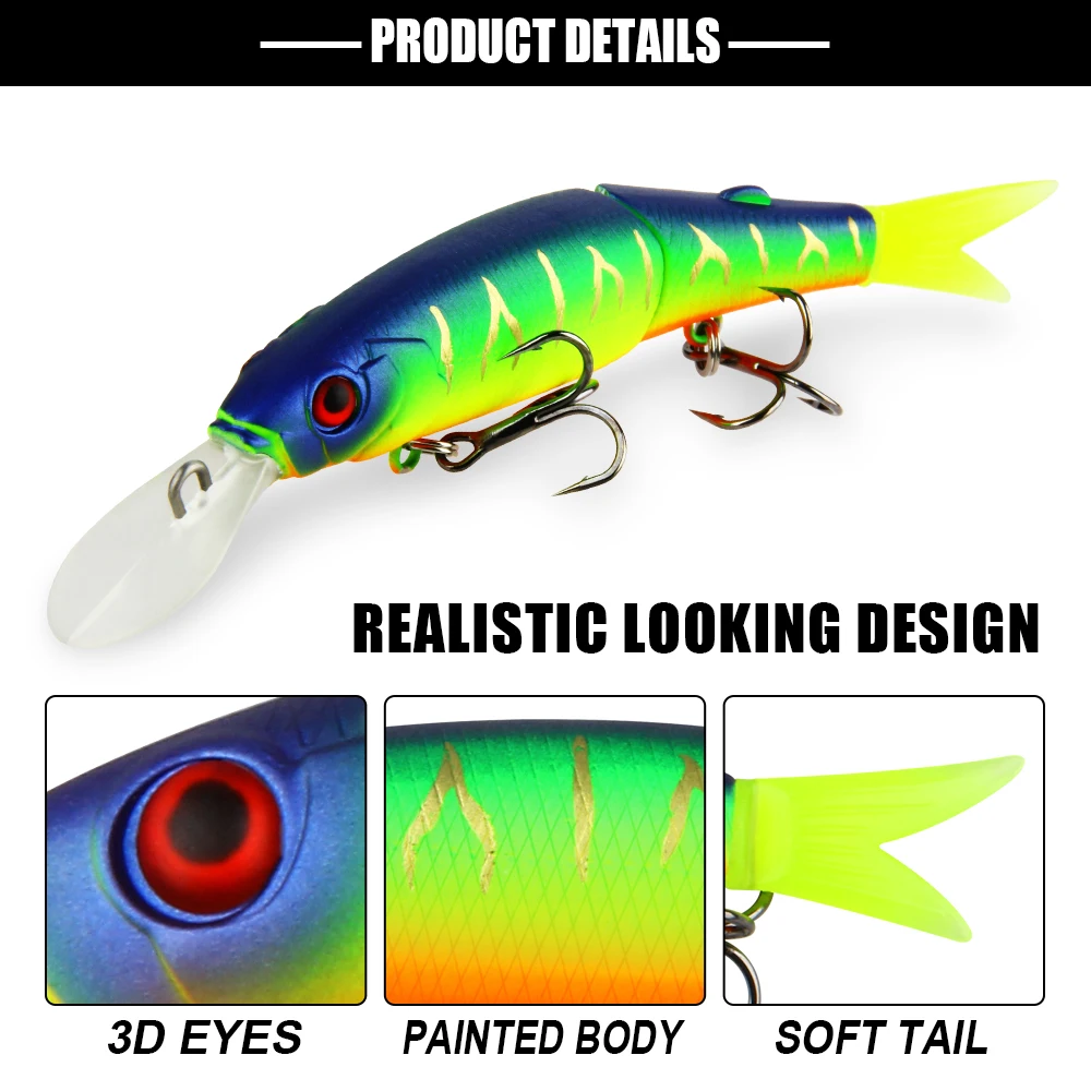 Spinpoler 8g Slow Sinking Fishing Lure Crankbaits 105mm Hard Artificial Bait Bass Fishing Lures Swimbait 2 Jointed Pesca 1pcs
