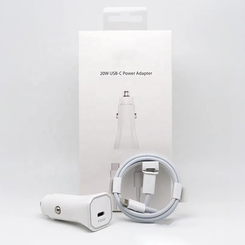 Trending Products 20W PD Original Fast Charging Car Charger With Cable Type C Car Mobile Charger For iPhone11 12 13 14