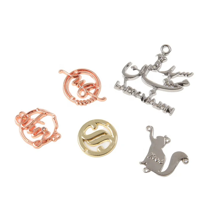 Wholesale Custom Engraved Brand Letters Name Round Garment Accessories Metal Logo Labels Tag for Clothing