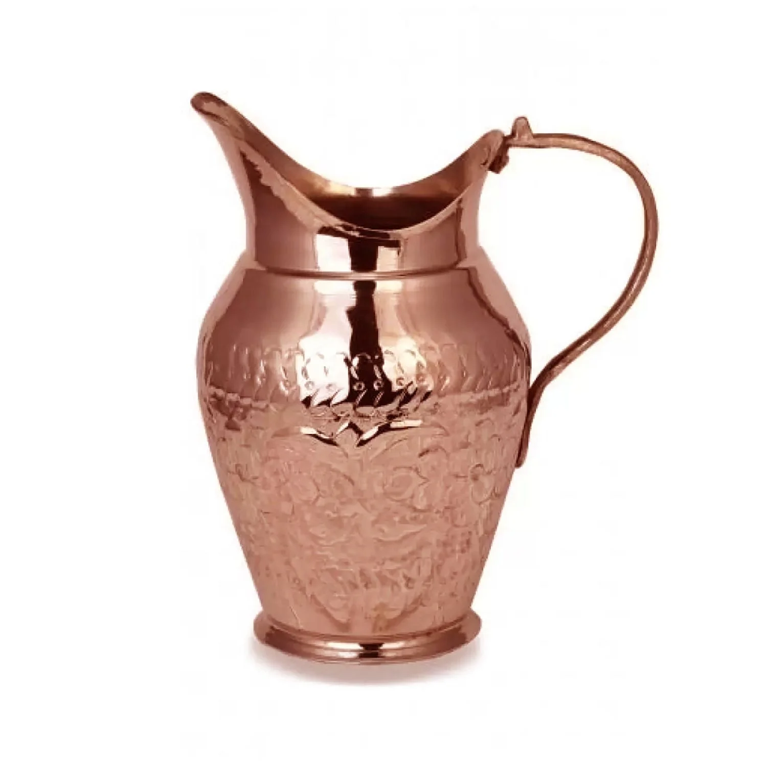 Hand Carved Ottoman Style  Antalya  Copper Carafe No:2 For Beverage Service, Surahi COPPER Color